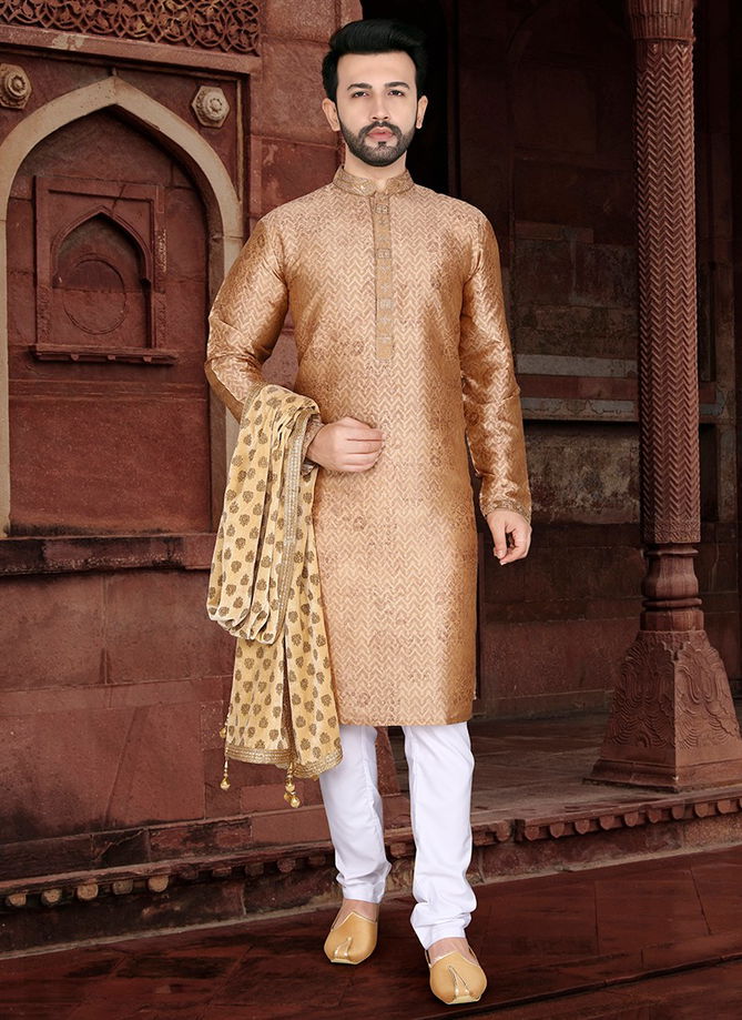 Outluk Vol 35 Traditional Jaqcuard Silk With Self Work Party Wear Kurta Pajama Mens Collection